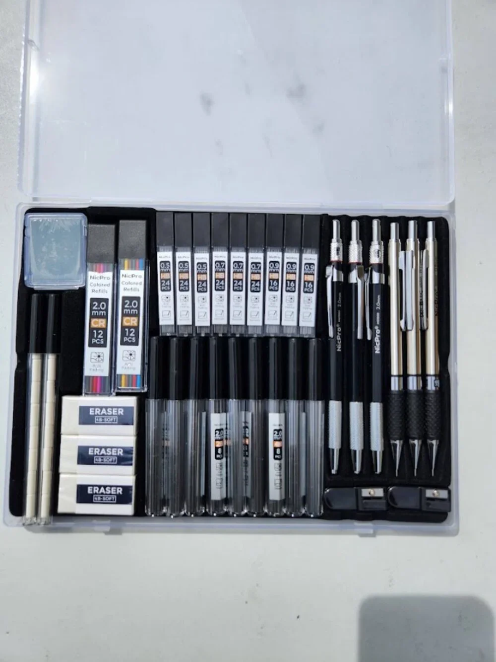 NEW Mechanical Pencil Set COLOR Graphite Refills Drafting Pencils 0.5 mm & 0.7 m
